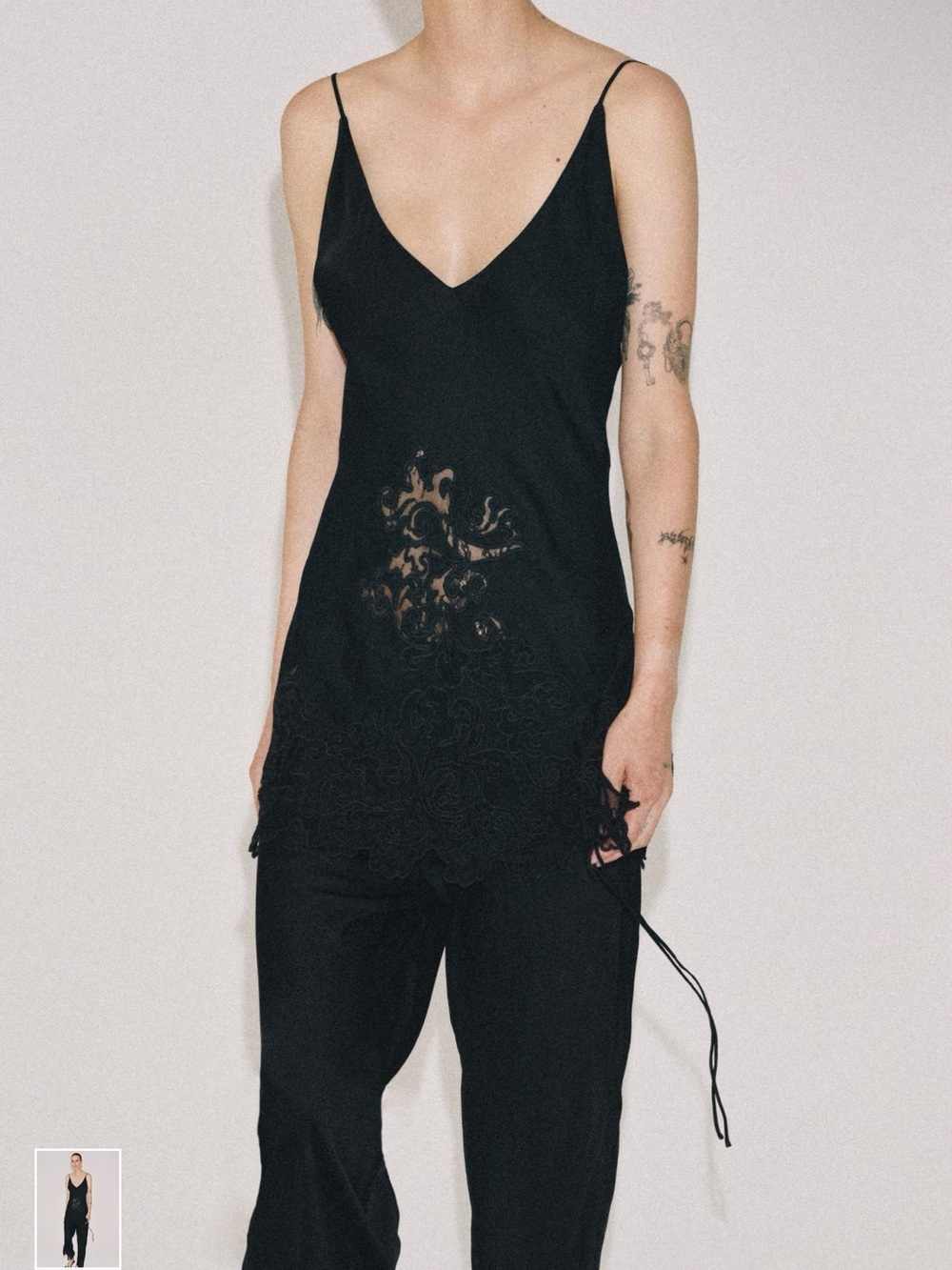 Zara Black Lace-Trim V-Neck Camisole